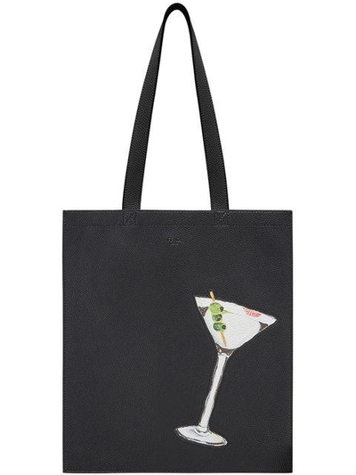 Fendi Logo Printed Tote In Black