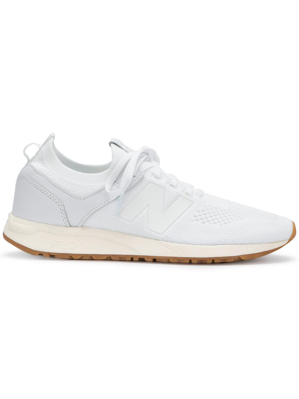 Men's Deconstructed 247 Knit Lace Up Sneakers in White Men's Deconstructed 247 Knit Lace Up Sneakers in White