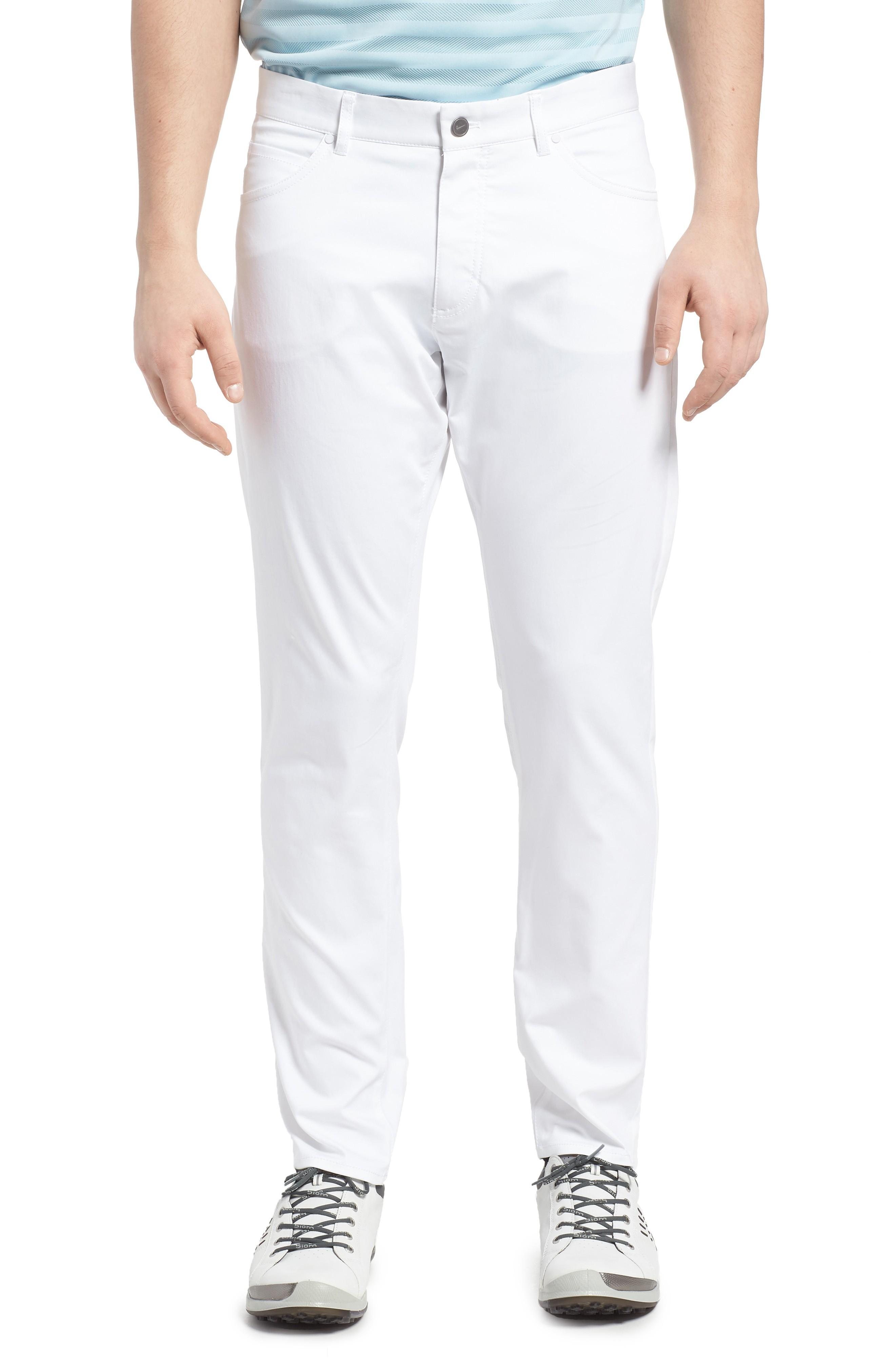 white slim fit golf pants