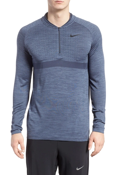 Nike Dry Seamless Half Zip Golf Pullover In Light Carbon/ Blue/ Silver |  ModeSens