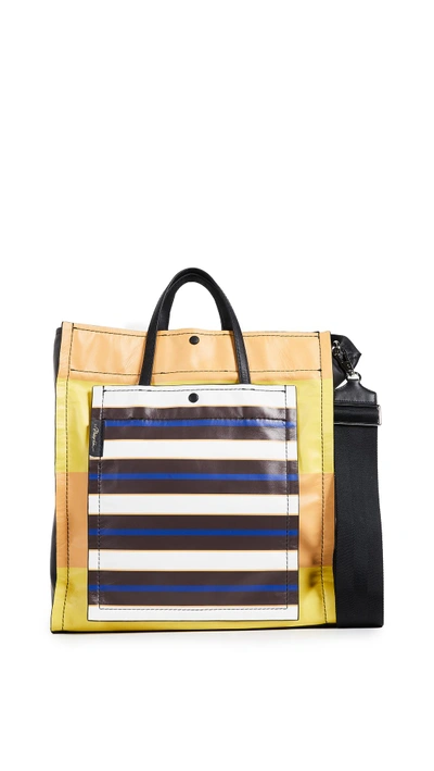 3.1 Phillip Lim Accordion Leather Tote - Yellow In Chartreuse Multi