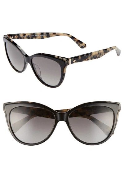 Kate Spade Daeshas 56mm Cat Eye Sunglasses - Black Havana Polar In Black Havana/gray