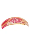 France Luxe 'volume' Rectangle Barrette In Mod Swirls Pink/ Orange