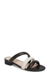 Avec Les Filles Carla Leather Slip-on Sandals In Black/ Off White Leather