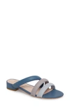 Avec Les Filles Women's Carla Leather Color-block Slide Sandals In China Blue