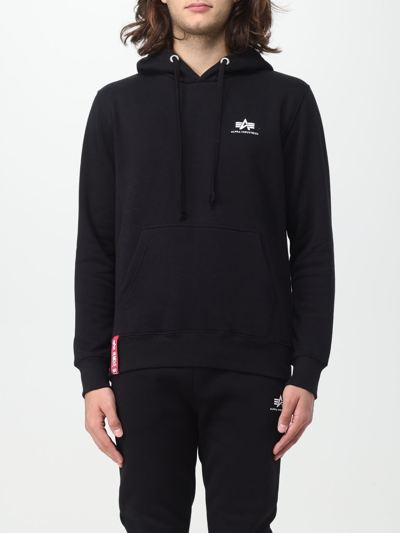 Alpha Industries Man Sweatshirt Black Size L Cotton, Polyester In Schwarz