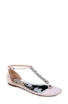 Badgley Mischka Holbrook T-strap Sandal In Light Pink Satin