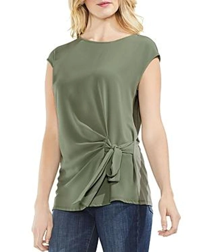 Vince Camuto Tie Front Blouse In Camo Green