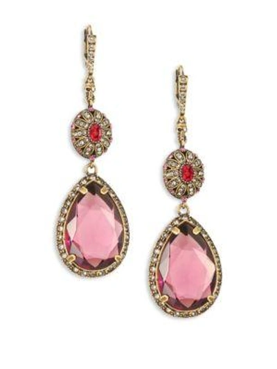 Alexander Mcqueen Crystal Double-drop Earrings In Pink-multi