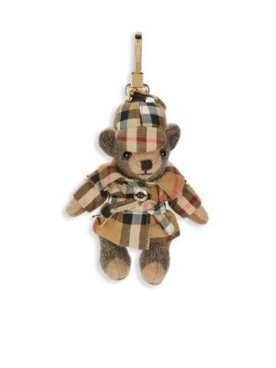 Burberry Thomas Bear Cashmere Bag Charm In Beige
