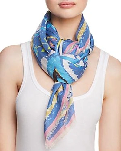 Jane Carr Fauve Floral Paisley Print Scarf In Blue/multi