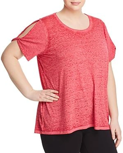 Marc New York Performance Plus Cold-shoulder Twist Tee In Pink Passion