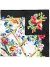 Dolce & Gabbana Floral And Tiger Print Scarf