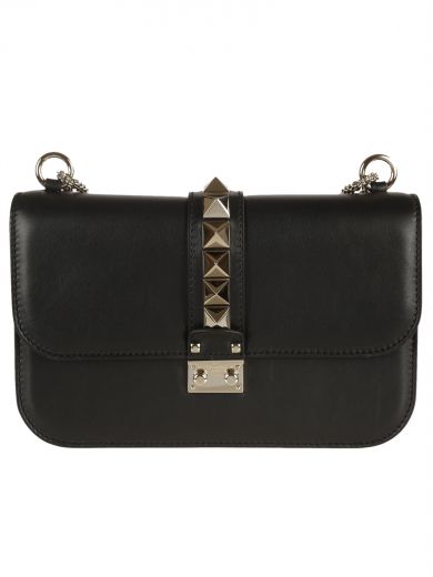Valentino Garavani Glam Lock Shoulder Bag In 0no Nero | ModeSens