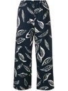 Aspesi Leaf Print Trousers - Blue