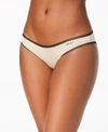 Dkny Litewear Low-rise Mesh-trim Bikini Dk5002 In Beige