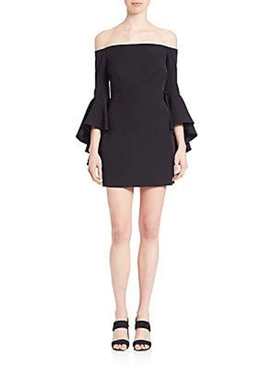 Milly Selena Off-the-shoulder Mini Dress In Black