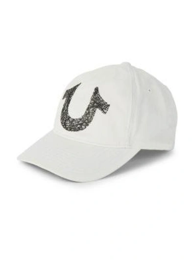 True Religion Logo Cotton Baseball Cap In White