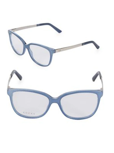 Gucci 54mm Square Optical Glasses In Blue