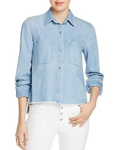7 For All Mankind Step-hem Denim Shirt In Skyway Authentic Blue