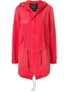 Mr & Mrs Italy Tropical Print Parka Coat In Red