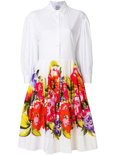 Sara Roka Dual Floral Shirt Dress - White