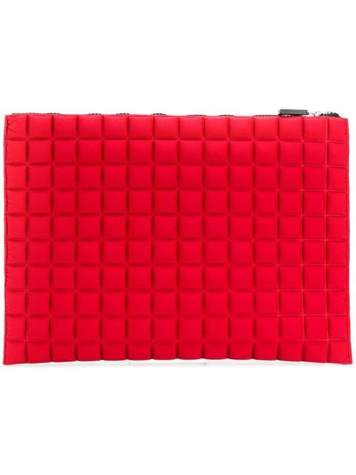 No Ka'oi Extra Large Grid Textured Pouch In Red