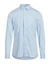 Aglini Man Shirt Sky Blue Size 15 ½ Cotton, Polyamide, Elastane