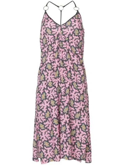 Victoria Victoria Beckham Printed Flared Midi Dress In Pink