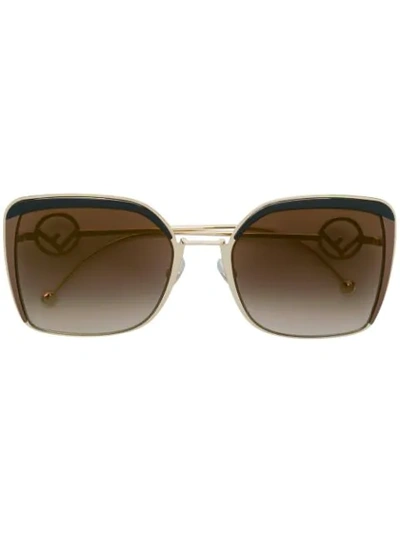 Fendi Metal Square Gradient Sunglasses In Brown