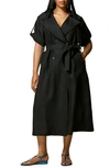 Marina Rinaldi Plus Size Driver Belted Linen Midi Dress In Black