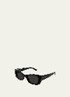 Saint Laurent Logo Injection Plastic Cat-eye Sunglasses In Black
