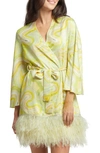 Rya Collection Swan Feather-hem Robe, Inclusive Sizing In Brigitte Print