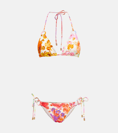 Zimmermann Raie Ring Tie Two-piece Bikini Set In Multicolor