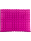 No Ka'oi Large Grid Textured Pouch In Pink