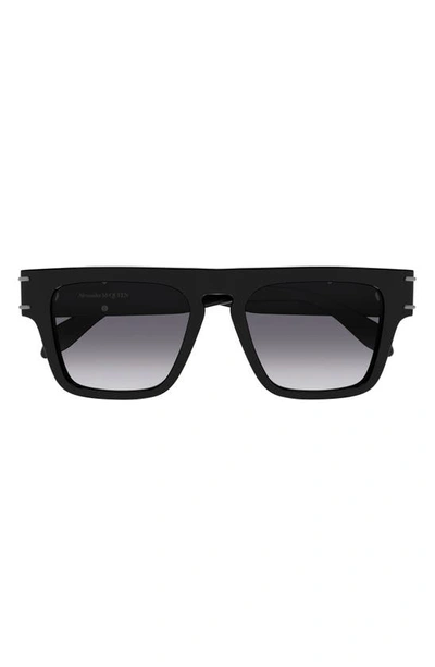 Alexander Mcqueen Men's Selvedge Lines 52mm Gradient Acetate Sunglasses In Black