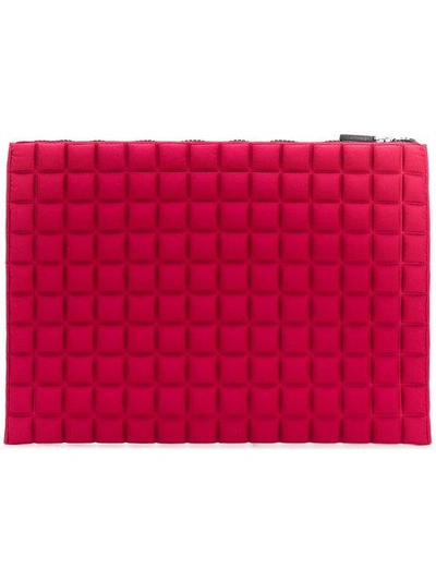 No Ka'oi Large Grid Textured Pouch In Pink