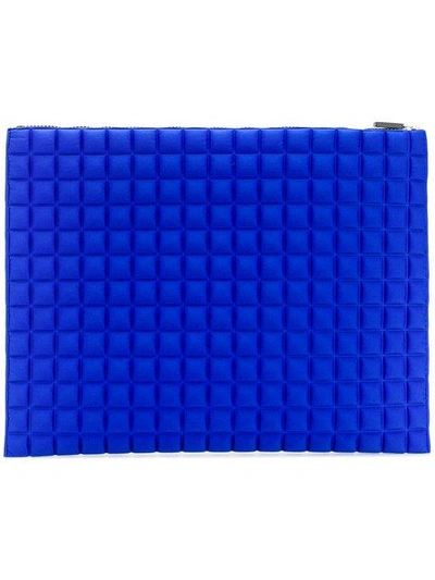 No Ka'oi No Ka' Oi Extra Large Grid Textured Pouch - Blue