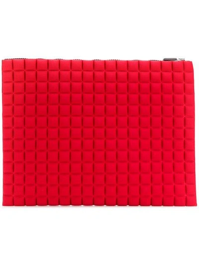 No Ka'oi Extra Large Grid Textured Pouch In Red