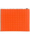 No Ka'oi Extra Large Grid Textured Pouch In Yellow & Orange