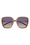 Chloé Square Acetate And Metal Sunglasses In 003 Shiny Solid N