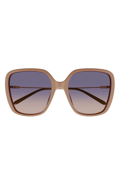 Chloé Square Acetate And Metal Sunglasses In Beige