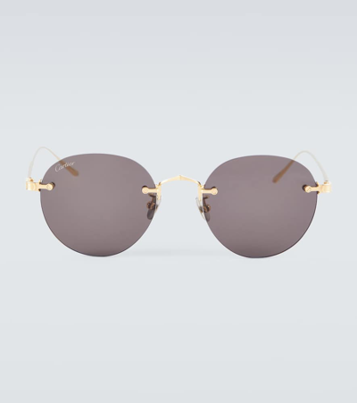 Cartier 52mm Round Sunglasses In Gold