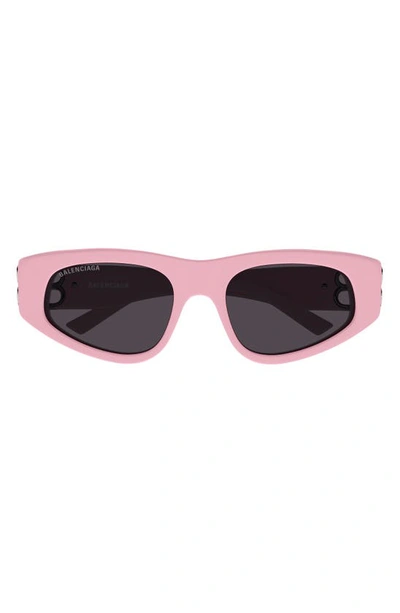 Balenciaga Cat-eye Acetate Sunglasses W/ Logo Hinges In Pink