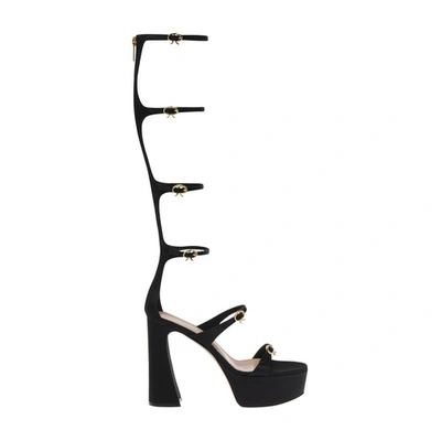 Gianvito Rossi Unique Heel High-top Upper Buckled Strap Logo At The Back In Black
