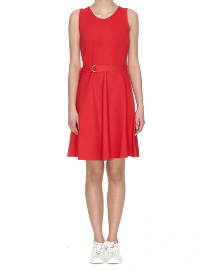 Michael Kors Fit And Flare Dress In True Red