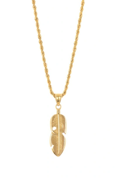 Eye Candy Los Angeles Easton Feather Pendant Necklace In Gold