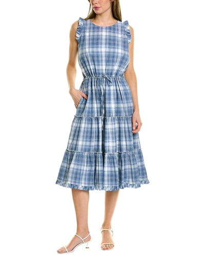 Sara Campbell Tiered Midi Dress In Blue