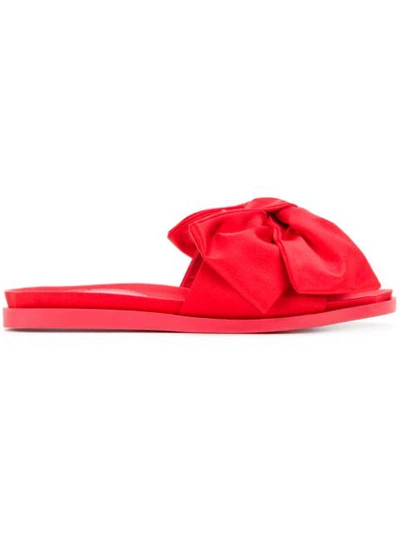 Simone Rocha Bow-embellished Satin Slides In Red