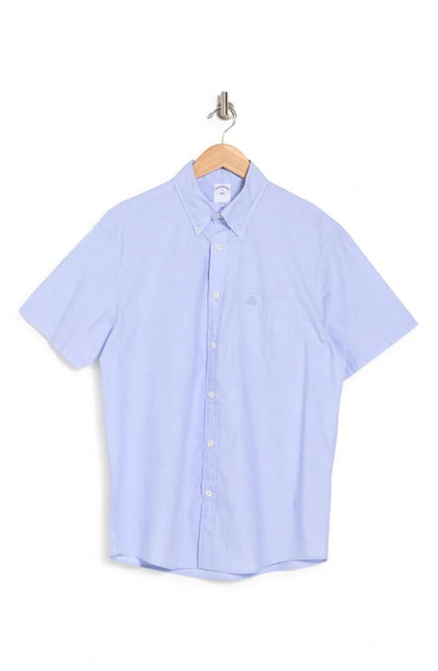 Brooks Brothers Sport Fit Short Sleeve Cotton Shirt In Light Blue